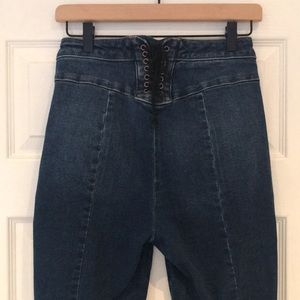 free people lace-up back flare jeans